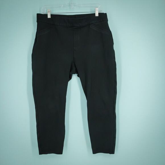 Spanx Size XL Petite Black Pull On Stretch Crop Cropped Knit Leggings Pants - Picture 1 of 7